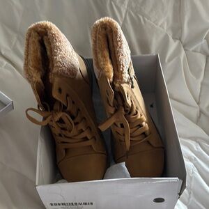 Women's Tan High-Top Sneakers